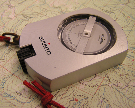 clinometer for measureing trail grades and topo map- trail science